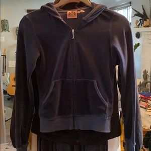 Juicy Couture navy blue velour zip up
